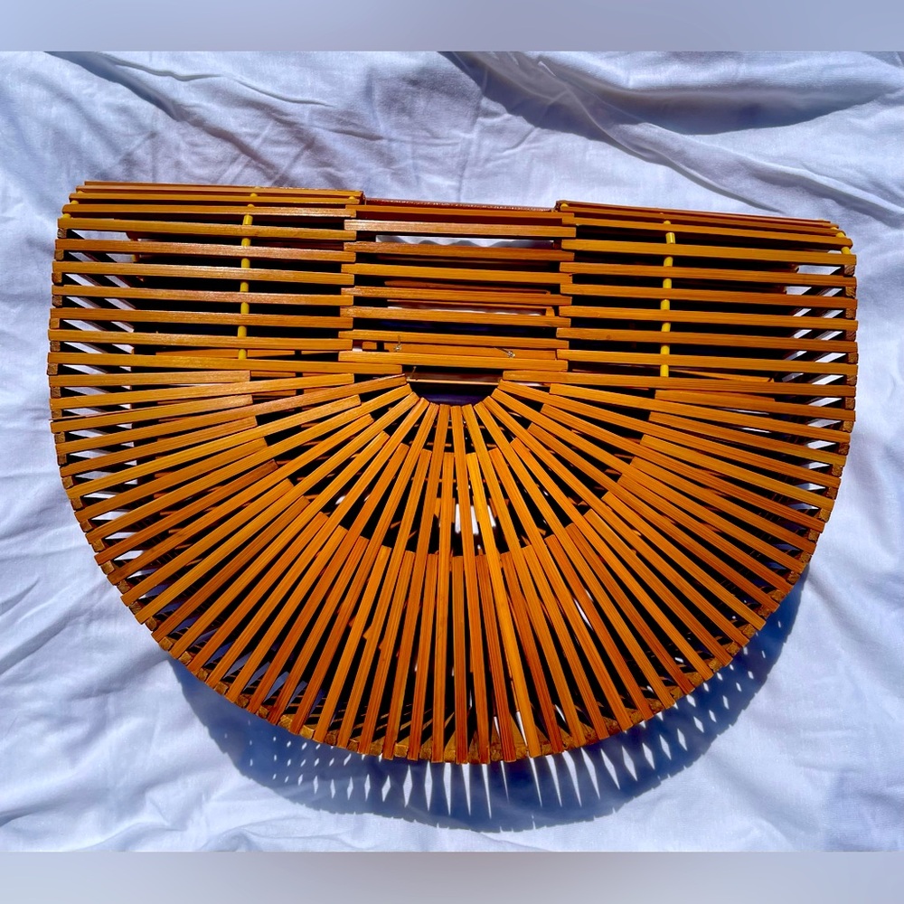 Vintage Bamboo Half-Moon Cage Bag